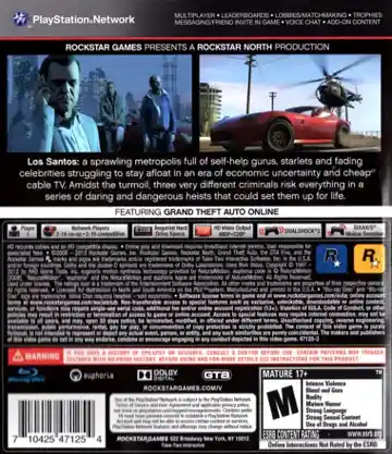 Grand Theft Auto V (USA) (Theme) box cover back